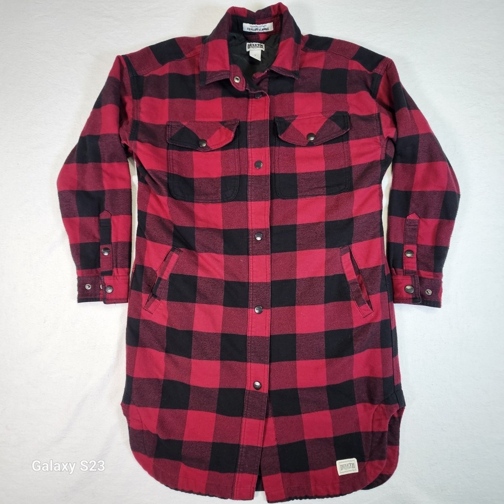 Duluth Trading Company Jacket Shirt Small S Mens Folklore Flannel Red Plaid